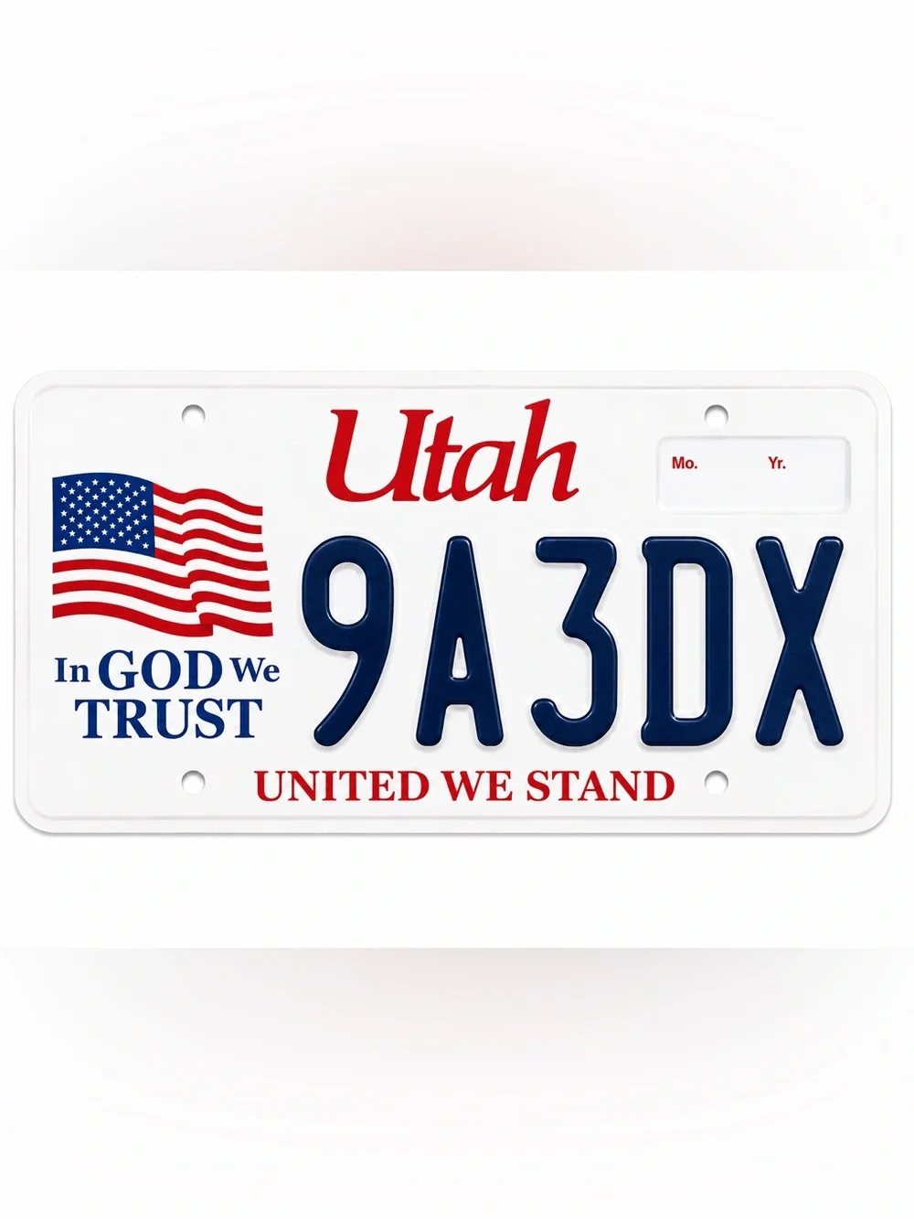 Utah In God We Trust United We Stand License Plate